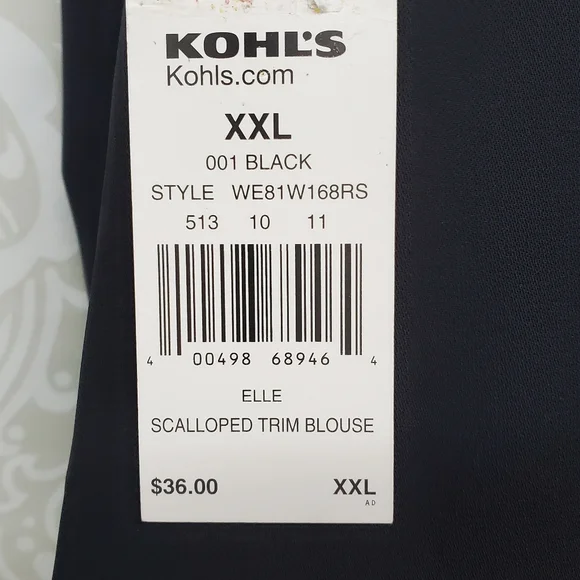 ELLE black scalloped trim sleeveless button up blouse NWT. XXL - Picture 7 of 12